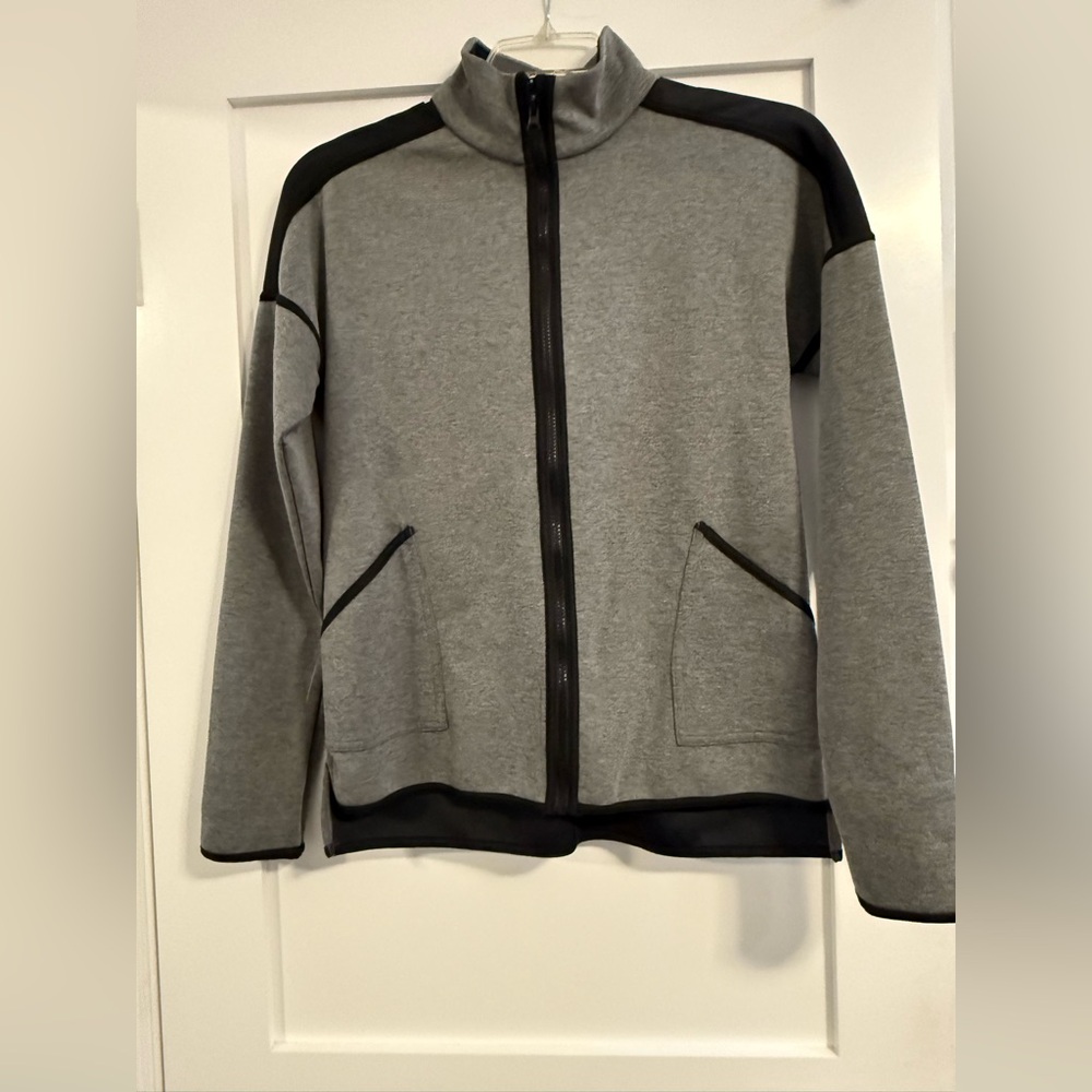 Champion heather gray + black track jacket